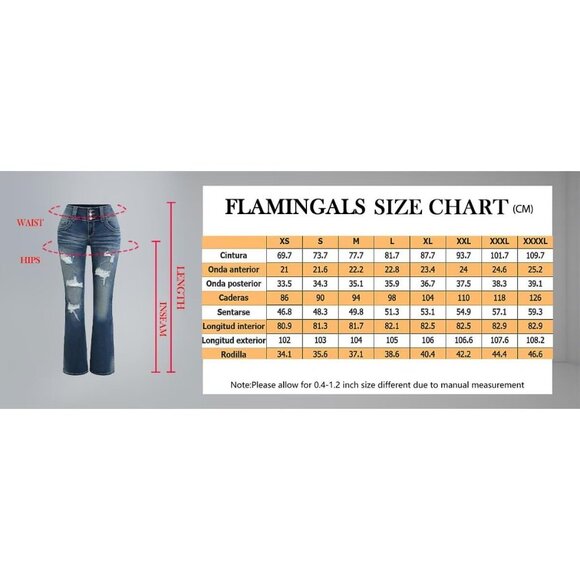 Women’s Ripped Wide Leg Jeans Low Rise Stretch Denim Plus Size Pants - Picture 9 of 9